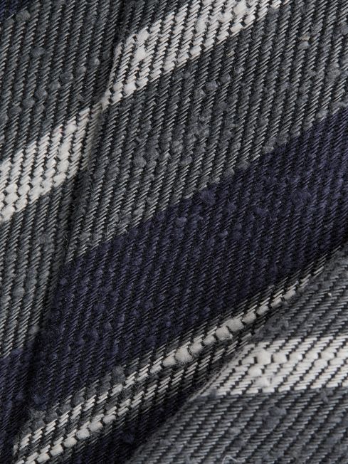 Silk Textured Stripe Tie in Navy