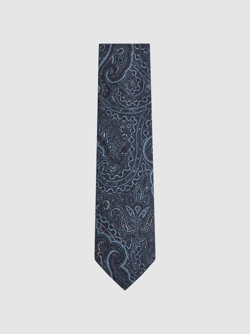 Reiss Indigo Lipari Silk Paisley Tie