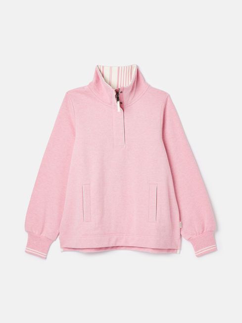 Burnham Pink Funnel Neck Quarter Zip Sweatshirt Joules