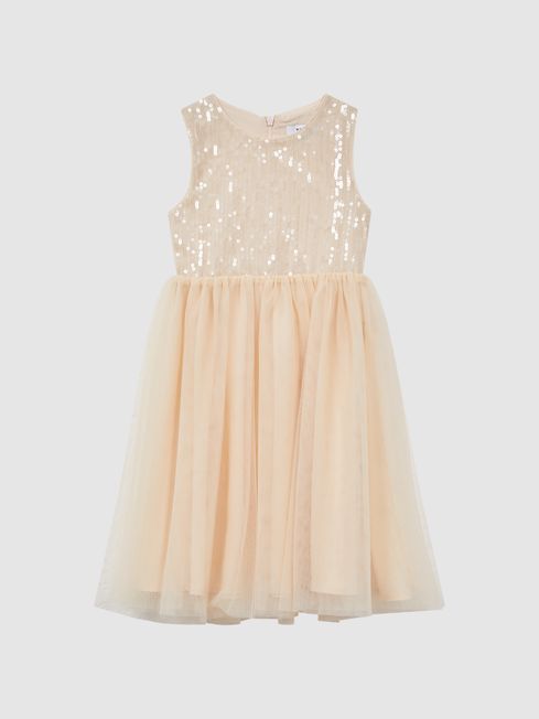 Rose gold sales sequin tulle dress