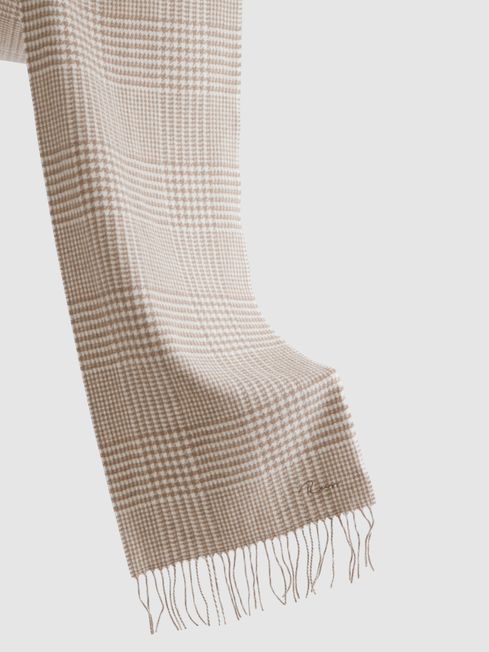 Wool-Cashmere Check Scarf in Oatmeal