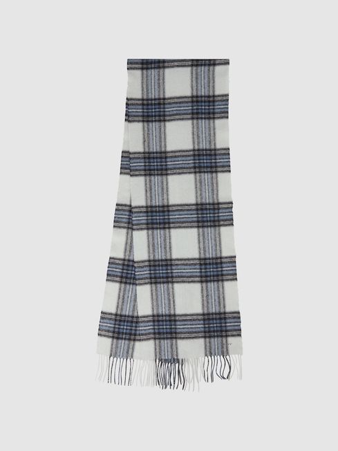 Reiss Blue Multi Novelli Wool-Cashmere Check Scarf