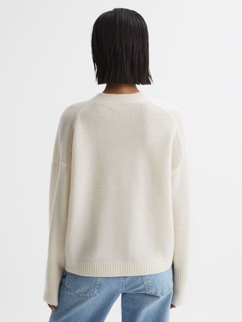 Relaxed Wool-Cashmere Cardigan in Ivory