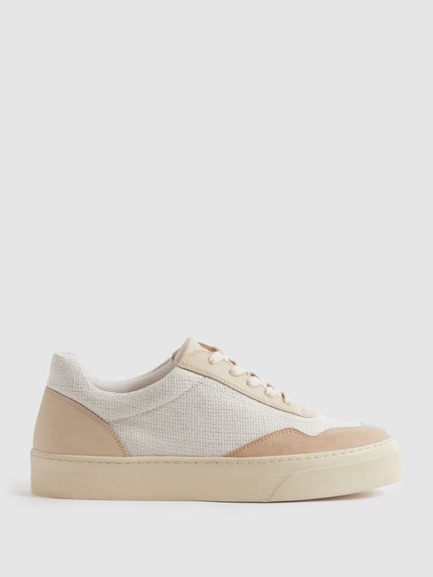 Reiss Natural Asha Canvas Leather Chunky Trainers