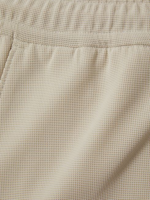 Textured Drawstring Shorts in Stone