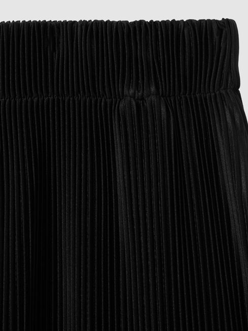 Elasticated Plisse Trousers in Black
