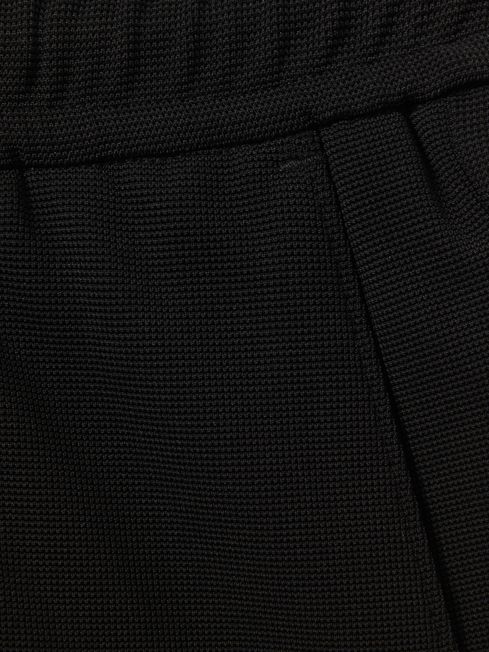Textured Drawstring Shorts in Black