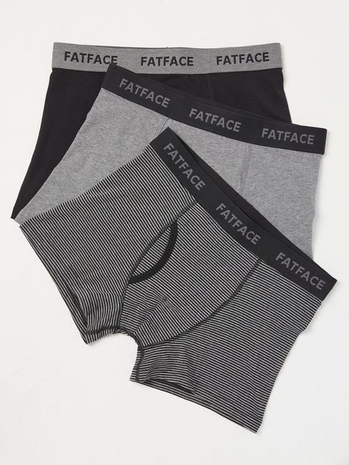 Grey Stripe Classic Cotton Boxer 3 Pack FatFace