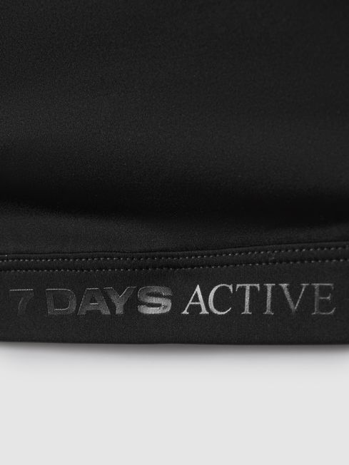 7 Days Active Halter Neck Cropped Top in Black