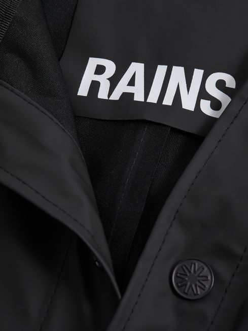 Rains Longline Hooded Raincoat in Black