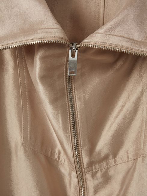 Atelier Zip Through Jacket with Silk in Champagne