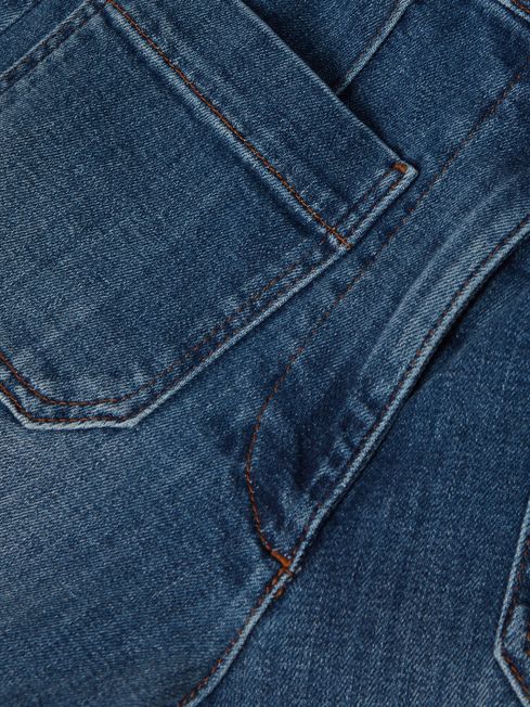 Front Pocket Wide Leg Jeans in Mid Blue