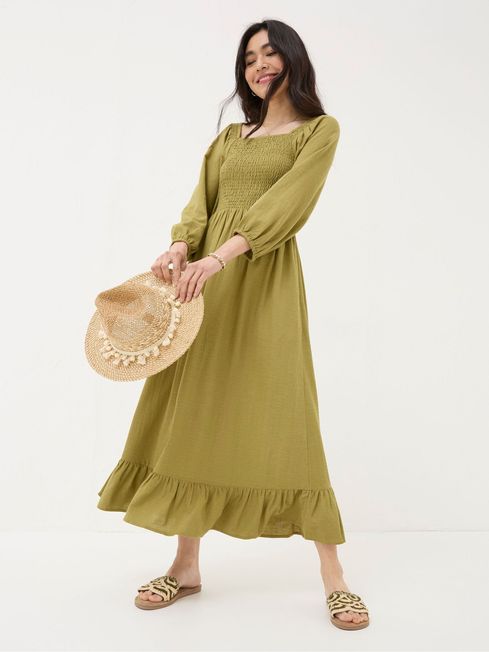 Adele Green Midi Dress With Linen FatFace