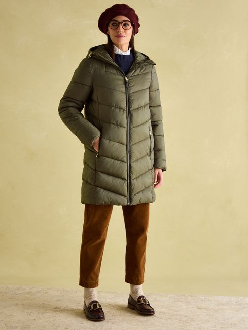 Moorsdale Green Mid Length Showerproof Padded Coat Joules