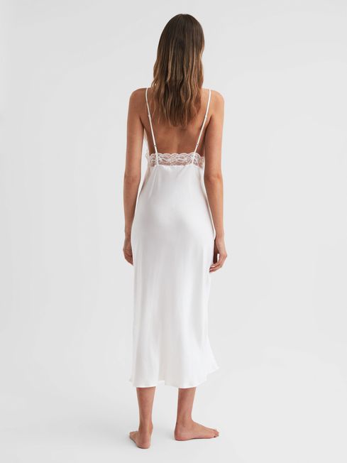 Maison Essentiele Silk Lace Midi Dress in Optic White