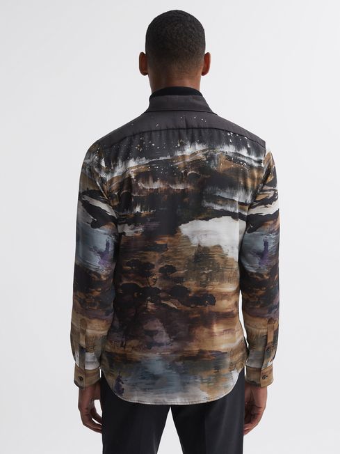 Landscape Button-Through Shirt in Black Multi