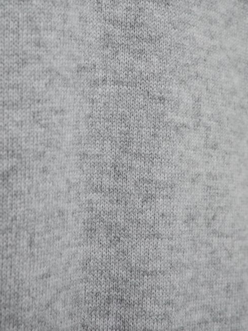 Cashmere Half-Zip Funnel Neck Jumper in Soft Grey Melange