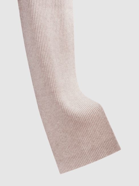Cashmere Ribbed Scarf in Oatmeal Melange