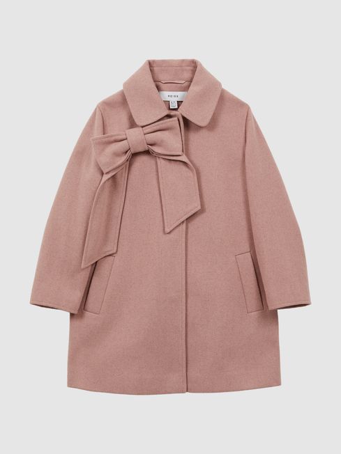 Pink cheap bow coat