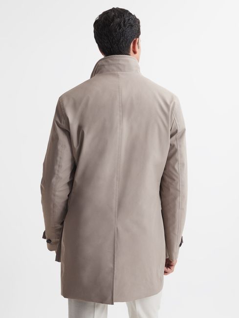 Funnel Neck Removable Insert Jacket in Taupe