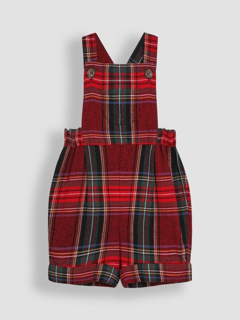 Red tartan dungaree dress sales