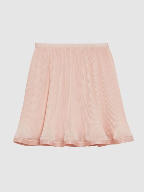 Pink pleated skirt silk hot sale