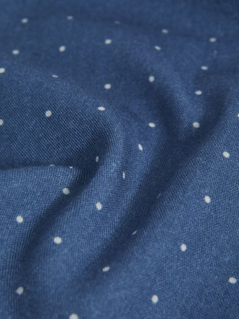 Cotton-Wool Polka Dot Pocket Square in Airforce Blue