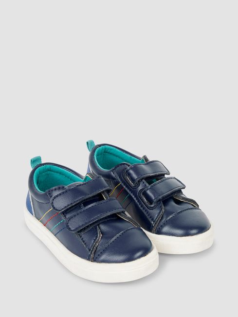 Navy Leather Trainers