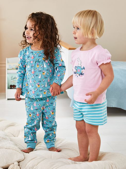 2 Pack Bunny Jersey Pyjamas in Duck Egg JoJo Maman Bebe