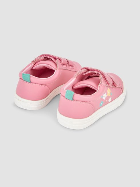 Pink cheap leather trainers