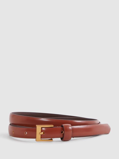 Reiss Tan Holly Thin Leather Belt