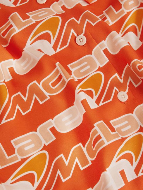McLaren F1 Printed Drawstring Shirt in Papaya Multi