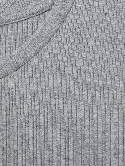 Cotton Blend Scoop Neck T-Shirt in Grey Marl