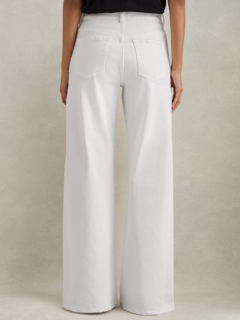Flared Side Seam Jeans in White