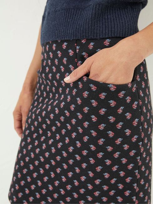 Black Jennie Floral Geo Jersey Skirt FatFace