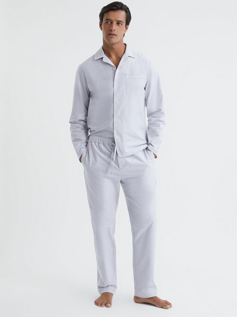 Reiss Ice Grey Farley Cotton Drawstring Pyjama Bottoms