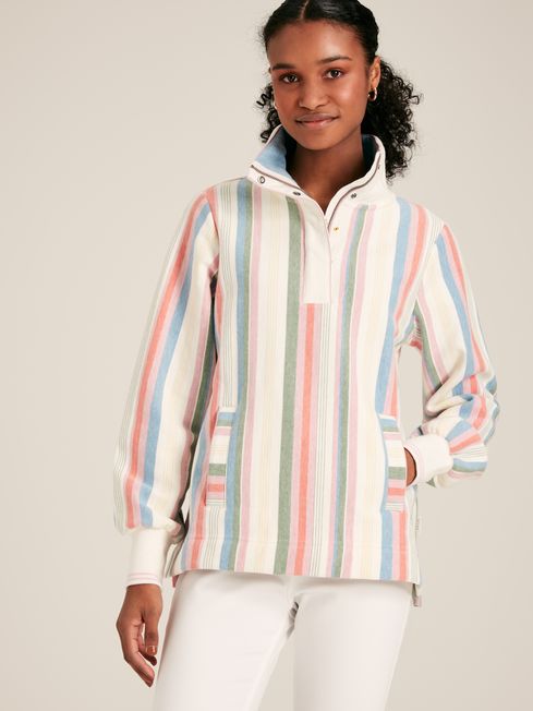 Burnham Multi Stripe Funnel Neck Quarter Zip Sweatshirt Joules