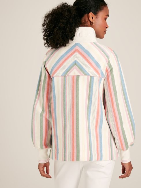 Burnham Multi Stripe Funnel Neck Quarter Zip Sweatshirt Joules