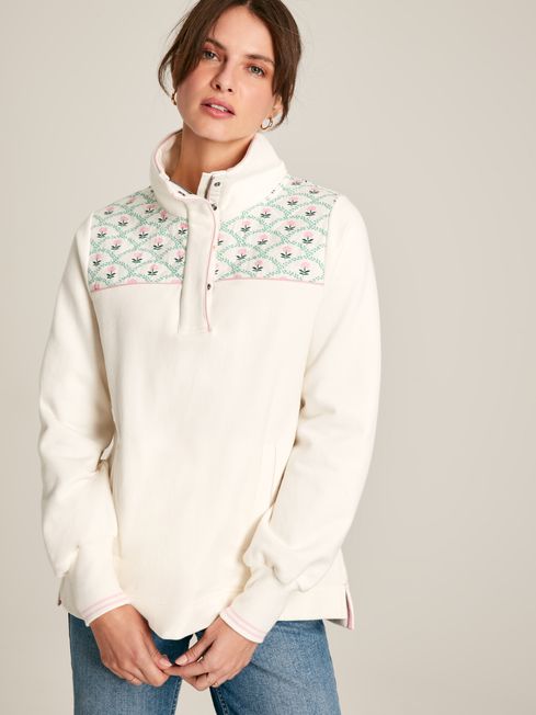 Burnham Cream Funnel Neck Quarter Zip Sweatshirt Joules