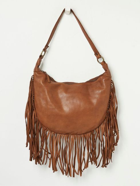 Dawson Brown Crescent Leather Tassel Bag FatFace