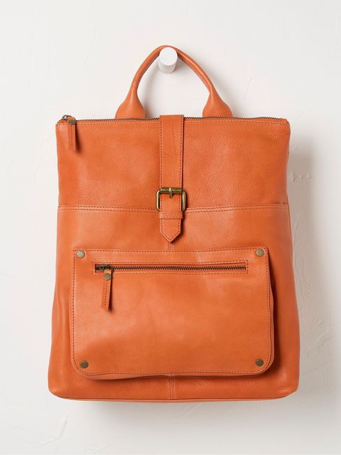 Orange leather backpack clearance