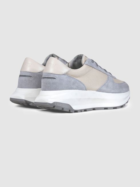 Unseen Footwear Suede Mesh Trinity Trainers in Grey/White