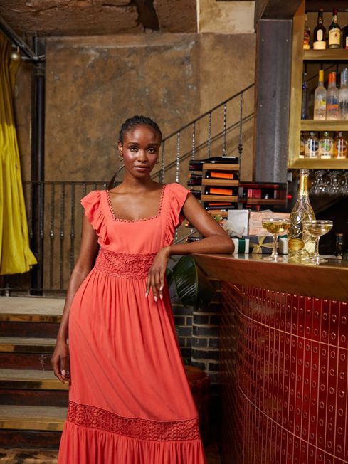 Pink and red maxi dress sale