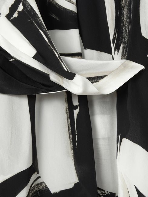 Atelier Italian Cape Sleeve Mini Dress in White/Black