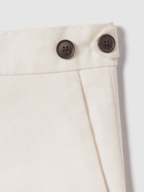Linen Blend Adjuster Trousers in Off White
