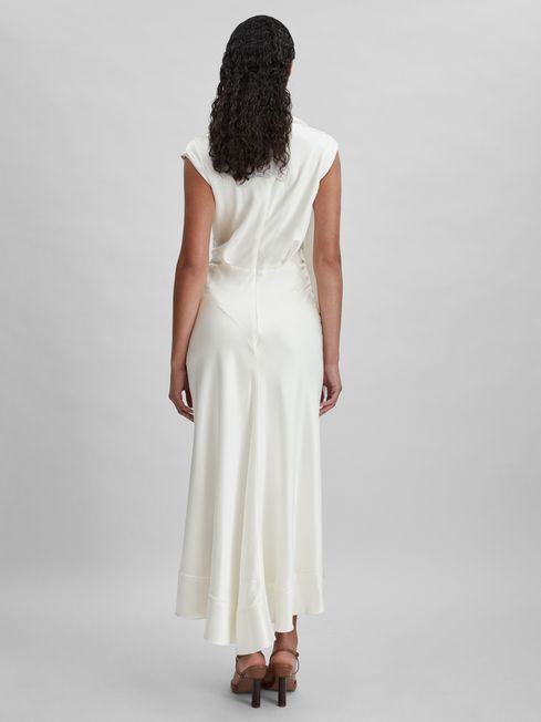 Acler Drape Element Asymmetric Midi Dress in Ivory REISS