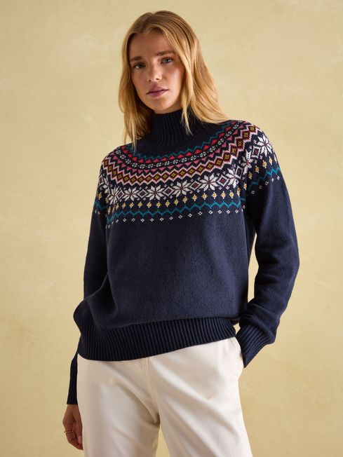 Alba Navy Fairisle Pattern Jumper Joules