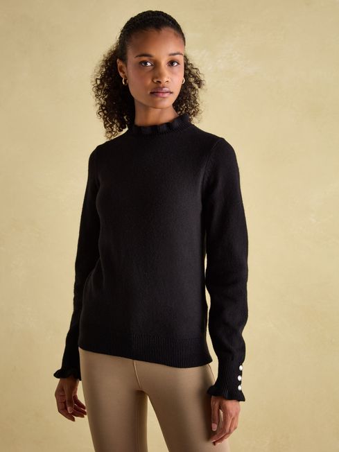 Edith Black Frill Neck Jumper Joules
