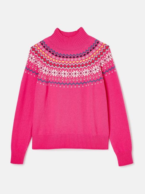 Alba Pink Fairisle Pattern Jumper Joules