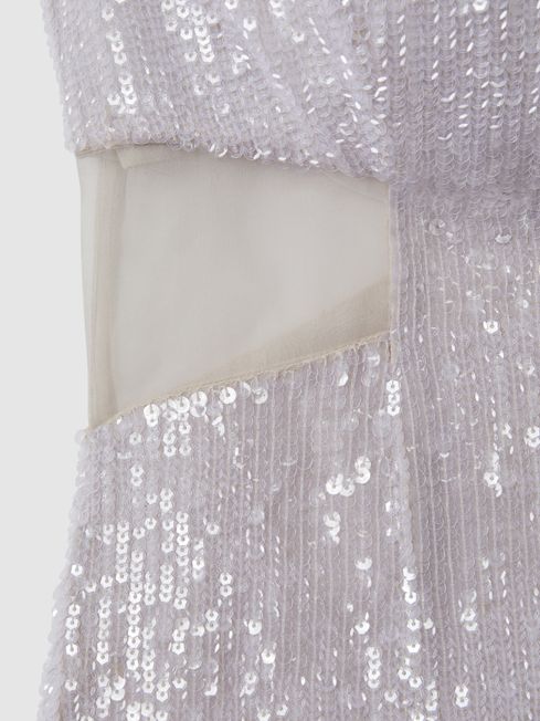 Rachel Gilbert Sequin Cut Out Maxi Dress in White